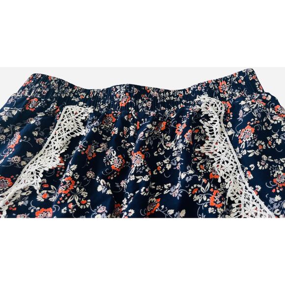 CHARLOTTE RUE HIGH-RISE SHORT LENGTH DRESSY SHORTS, WOMENS, S-NAVY-ORANGE PURPLE - Picture 2 of 11